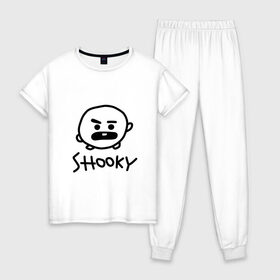 Женская пижама хлопок с принтом SHOOKY | BTS в Екатеринбурге, 100% хлопок | брюки и футболка прямого кроя, без карманов, на брюках мягкая резинка на поясе и по низу штанин | army | bangtan boys | bt21 | bts | bts stickers | chimmy | cooky | k pop | koya | mang | monster | rap monster | rapmon | rj | rm | shooky | tata | van | бтс | ви | джей хоуп | джонгук | кейпоп | реп монстр | стикеры bts | сюга | чимин | чин