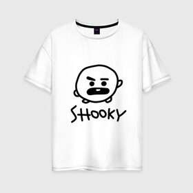 Женская футболка хлопок Oversize с принтом SHOOKY | BTS в Екатеринбурге, 100% хлопок | свободный крой, круглый ворот, спущенный рукав, длина до линии бедер
 | army | bangtan boys | bt21 | bts | bts stickers | chimmy | cooky | k pop | koya | mang | monster | rap monster | rapmon | rj | rm | shooky | tata | van | бтс | ви | джей хоуп | джонгук | кейпоп | реп монстр | стикеры bts | сюга | чимин | чин