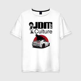 Женская футболка хлопок Oversize с принтом jdm в Екатеринбурге, 100% хлопок | свободный крой, круглый ворот, спущенный рукав, длина до линии бедер
 | car | culture | godzilla | jdm | skyline | японская культура | японские автомобили