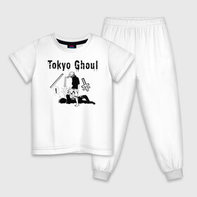 Детская пижама хлопок с принтом Канеки Кен наступает в Екатеринбурге, 100% хлопок |  брюки и футболка прямого кроя, без карманов, на брюках мягкая резинка на поясе и по низу штанин
 | Тематика изображения на принте: anime | kaneki ken | tokyo ghoul | tokyo ghoul: re | аниме | анимэ | гули | джузо сузуя | канеки кен | кузен йошимура | наки | нишики нишио | ре | ренджи йомо | ризе камиширо | токийский гуль | тоука киришима | ута