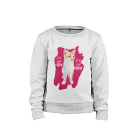 Детский свитшот хлопок с принтом The shusha cat в Екатеринбурге, 100% хлопок | круглый вырез горловины, эластичные манжеты, пояс и воротник | Тематика изображения на принте: cat | shusha | брызги | кошка | краска | розовый
