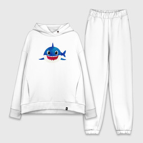 Женский костюм хлопок Oversize с принтом BABY SHARK в Екатеринбурге,  |  | baby | fish | megalodon | shark | teeth | white shark | акула | бейби | белая акула | зубы | малыш | мегалодон | рыба