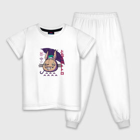 Детская пижама хлопок с принтом Тоторо в Екатеринбурге, 100% хлопок |  брюки и футболка прямого кроя, без карманов, на брюках мягкая резинка на поясе и по низу штанин
 | аниме | иероглифы | мой сосед тоторо | персонаж | рисунок | робот | тоторо