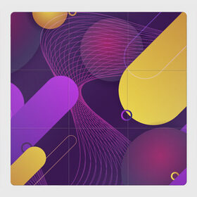 Магнитный плакат 3Х3 с принтом ГЕОМЕТРИЧЕСКИЕ ЛИНИИ в Екатеринбурге, Полимерный материал с магнитным слоем | 9 деталей размером 9*9 см | 3d | 3д | геометрические линии | геометрия | желтый | круги | линия | оранжевый | пурпурный | розовый | синий | фиолетовый
