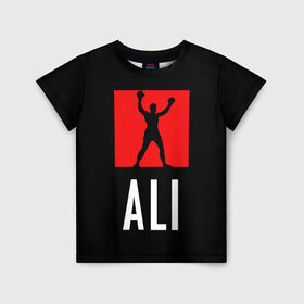 Детская футболка 3D с принтом Muhammad Ali в Екатеринбурге, 100% гипоаллергенный полиэфир | прямой крой, круглый вырез горловины, длина до линии бедер, чуть спущенное плечо, ткань немного тянется | muhammad ali бокс легенда ринг чемпион