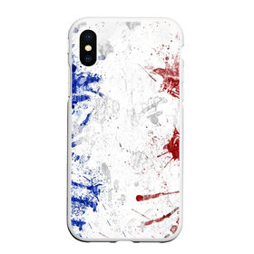 Чехол для iPhone XS Max матовый с принтом BLUE WHITE & RED в Екатеринбурге, Силикон | Область печати: задняя сторона чехла, без боковых панелей | abstraction | france | texture | абстракция | арт | белый | взрыв | дизайн | искусство | капли | кляксы | краска | красный | красочный | разводы | синий | текстура | флаг | флаг франции | франция | холст | цвета | эмоции