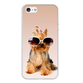 Чехол для iPhone 5/5S матовый с принтом собака в очках в Екатеринбурге, Силикон | Область печати: задняя сторона чехла, без боковых панелей | лето | маленткая | мода | отдых | очки | собака | солнечные очки | солнцезащитные очки | хвостик