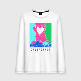 Мужской лонгслив хлопок с принтом CALIFORNIA в Екатеринбурге, 100% хлопок |  | california | love | закат | калифорния | любовь | пляж | поцелуй | романтика