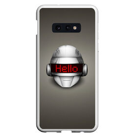 Чехол для Samsung S10E с принтом Daft Punk Hello в Екатеринбурге, Силикон | Область печати: задняя сторона чехла, без боковых панелей | Тематика изображения на принте: ги мануэль де омем кристо | ню диско | синти поп | техно | тома бангальтер | фанк | французский хаус | электроник рок