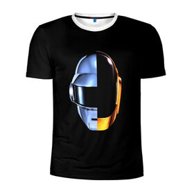 Мужская футболка 3D спортивная с принтом Daft Punk в Екатеринбурге, 100% полиэстер с улучшенными характеристиками | приталенный силуэт, круглая горловина, широкие плечи, сужается к линии бедра | ги мануэль де омем кристо | ню диско | синти поп | техно | тома бангальтер | фанк | французский хаус | электроник рок