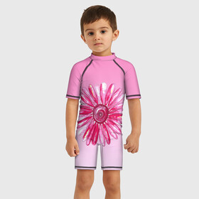 Детский купальный костюм 3D с принтом розовая ромашка в Екатеринбурге, Полиэстер 85%, Спандекс 15% | застежка на молнии на спине | акварель | арт | весна | гортензия | лето | природа | рисунок | розовый | ромашка | свежесть | цветок | цветы | яркий | ярко