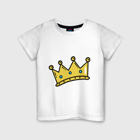 Детская футболка хлопок с принтом корона рисунок в Екатеринбурге, 100% хлопок | круглый вырез горловины, полуприлегающий силуэт, длина до линии бедер | босс | власть | королева | король | корона | рисунок | самолюбие | царевич | царевна | царь