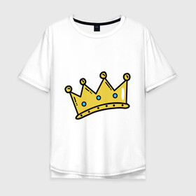 Мужская футболка хлопок Oversize с принтом корона рисунок в Екатеринбурге, 100% хлопок | свободный крой, круглый ворот, “спинка” длиннее передней части | босс | власть | королева | король | корона | рисунок | самолюбие | царевич | царевна | царь