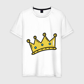Мужская футболка хлопок с принтом корона рисунок в Екатеринбурге, 100% хлопок | прямой крой, круглый вырез горловины, длина до линии бедер, слегка спущенное плечо. | босс | власть | королева | король | корона | рисунок | самолюбие | царевич | царевна | царь