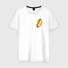Мужская футболка хлопок с принтом Hot dog в Екатеринбурге, 100% хлопок | прямой крой, круглый вырез горловины, длина до линии бедер, слегка спущенное плечо. | hot dog | еда | лето 2021 | стиль | тренд | хот дог