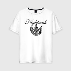 Женская футболка хлопок Oversize с принтом Nightwish Logo / Найтвиш (Z) в Екатеринбурге, 100% хлопок | свободный крой, круглый ворот, спущенный рукав, длина до линии бедер
 | music | night wish | nightwish | nuclear blast | rock | spinefarm | лого | музыка | найт виш | найтвиш | рок | симфоник метал | тарья турунен | флор янсен