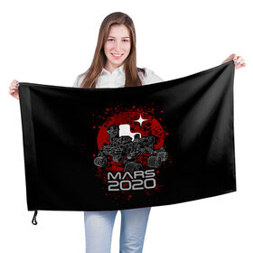 Флаг 3D с принтом МАРС 2020, Perseverance в Екатеринбурге, 100% полиэстер | плотность ткани — 95 г/м2, размер — 67 х 109 см. Принт наносится с одной стороны | mars 2020 | nasa | perseverance | космос | марс | марс 2020 | марсоход | персеверенс