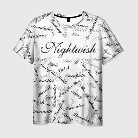 Мужская футболка 3D с принтом Nightwish Songs / Найтвиш песни (Z) в Екатеринбурге, 100% полиэфир | прямой крой, круглый вырез горловины, длина до линии бедер | music | nightwish | nuclear blast | rock | spinefarm | лого | музыка | найтвиш | рок | симфоник метал | тарья турунен | флор янсен