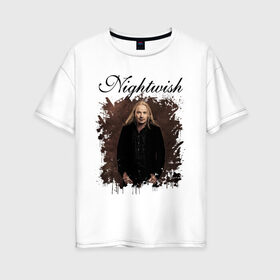 Женская футболка хлопок Oversize с принтом Nightwish / Найтвиш Эмппу (Z) в Екатеринбурге, 100% хлопок | свободный крой, круглый ворот, спущенный рукав, длина до линии бедер
 | music | nightwish | nuclear blast | rock | spinefarm | вуоринен | лого | музыка | найтвиш | рок | симфоник метал | тарья турунен | флор янсен | эмппу | эрно эмппу вуоринен