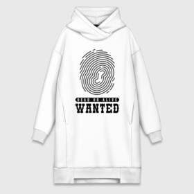 Платье-худи хлопок с принтом Wanted в Екатеринбурге,  |  | dead or alive | wanted | живой или мёртвый | отпечаток пальца | разыскивается | розыск