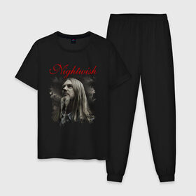 Мужская пижама хлопок с принтом Nightwish | Найтвиш Марко (Z) в Екатеринбурге, 100% хлопок | брюки и футболка прямого кроя, без карманов, на брюках мягкая резинка на поясе и по низу штанин
 | Тематика изображения на принте: marco | music | nightwish | nuclear blast | rock | spinefarm | лого | марко | марко хиетала | музыка | найтвиш | рок | симфоник метал | тарья турунен | флор янсен | хиетала