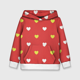 Детская толстовка 3D с принтом Сердечки на красном паттерн в Екатеринбурге, 100% полиэстер | двухслойный капюшон со шнурком для регулировки, мягкие манжеты на рукавах и по низу толстовки, спереди карман-кенгуру с мягким внутренним слоем | Тематика изображения на принте: background | design | fabric | heart | love | pattern | red | romance | romantic | seamless | valentine | красный | любовь | рисунок | романтика | сердце | узор