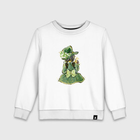 Детский свитшот хлопок с принтом Девушка в Екатеринбурге, 100% хлопок | круглый вырез горловины, эластичные манжеты, пояс и воротник | зеленый | клевер | цветы