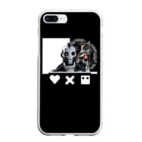 Чехол для iPhone 7Plus/8 Plus матовый с принтом Андроид XBOT 4000 в Екатеринбурге, Силикон | Область печати: задняя сторона чехла, без боковых панелей | андроид | белочерный | белый | знак | кот | котик | кошка | любовь | механизм | робот | роботы | черный