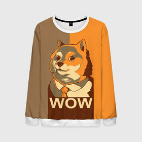 Мужской свитшот 3D с принтом Doge Wow в Екатеринбурге, 100% полиэстер с мягким внутренним слоем | круглый вырез горловины, мягкая резинка на манжетах и поясе, свободная посадка по фигуре | animal | art | dog | doge | dogecoin | many x | mem | meme | new | poster | such x | wave | wow | арт | в | галстук | галстуке | двухцветная | животное | зверь | имени | кабосу | мем | мемас | мэм | по | постер | сиба ину | собака | хищник