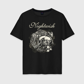 Женская футболка хлопок Oversize с принтом NIGHTWISH в Екатеринбурге, 100% хлопок | свободный крой, круглый ворот, спущенный рукав, длина до линии бедер
 | metal | nightwish | tarja turunen | метал | музыка | найтвиш | рок | симфо метал | тарья турунен