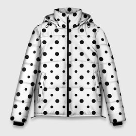 Мужская зимняя куртка 3D с принтом Точки черные на белом в Екатеринбурге, верх — 100% полиэстер; подкладка — 100% полиэстер; утеплитель — 100% полиэстер | длина ниже бедра, свободный силуэт Оверсайз. Есть воротник-стойка, отстегивающийся капюшон и ветрозащитная планка. 

Боковые карманы с листочкой на кнопках и внутренний карман на молнии. | abstract | background | black | geometric | pattern | spot | texture | various | wrapping | горошек | крапинки | пятнаround | разные  узор | точки | черные