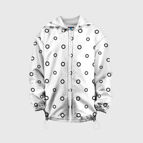 Детская куртка 3D с принтом Черно-белый узор в горошек в Екатеринбурге, 100% полиэстер | застежка — молния, подол и капюшон оформлены резинкой с фиксаторами, по бокам — два кармана без застежек, один потайной карман на груди, плотность верхнего слоя — 90 г/м2; плотность флисового подклада — 260 г/м2 | abstract | backdrop | background | circle | design | diagonal | dot | fabric | geometric | graphic | illustration | line | paper | pattern | print | rand | repeat | seamless | simple | texture | tile | vector | wallpaper | wave | white | бублики | кружочк