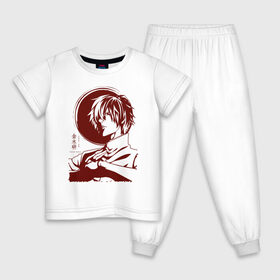 Детская пижама хлопок с принтом Kaneki Ken Tokyo Ghoul в Екатеринбурге, 100% хлопок |  брюки и футболка прямого кроя, без карманов, на брюках мягкая резинка на поясе и по низу штанин
 | Тематика изображения на принте: anime | kaneki ken | tokyo ghoul | tokyo ghoul: re | аниме | анимэ | гули | джузо сузуя | канеки кен | кузен йошимура | наки | нишики нишио | ре | ренджи йомо | ризе камиширо | токийский гуль | тоука киришима | ута