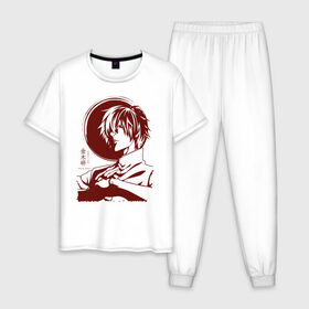 Мужская пижама хлопок с принтом Kaneki Ken Tokyo Ghoul в Екатеринбурге, 100% хлопок | брюки и футболка прямого кроя, без карманов, на брюках мягкая резинка на поясе и по низу штанин
 | Тематика изображения на принте: anime | kaneki ken | tokyo ghoul | tokyo ghoul: re | аниме | анимэ | гули | джузо сузуя | канеки кен | кузен йошимура | наки | нишики нишио | ре | ренджи йомо | ризе камиширо | токийский гуль | тоука киришима | ута