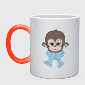 Кружка хамелеон с принтом обезьянка малышка в Екатеринбурге, керамика | меняет цвет при нагревании, емкость 330 мл | обезьяна | обезьянка | обезьяны | рисунок обезьяны | смешная обезьяна