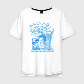 Мужская футболка хлопок Oversize с принтом ROAR Dino в Екатеринбурге, 100% хлопок | свободный крой, круглый ворот, “спинка” длиннее передней части | Тематика изображения на принте: dono | roar | дино | динозавр | комикс | танцпол