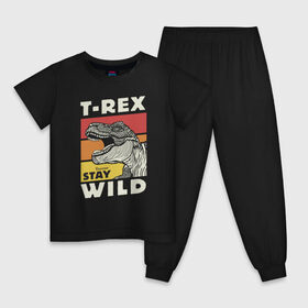 Детская пижама хлопок с принтом T-rex wild в Екатеринбурге, 100% хлопок |  брюки и футболка прямого кроя, без карманов, на брюках мягкая резинка на поясе и по низу штанин
 | dino | t rex | wild | дино | динозавр | закат | зверь | хищник