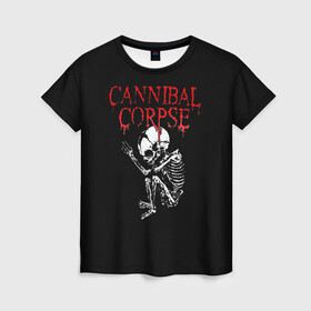 Женская футболка 3D с принтом Cannibal Corpse | 1 в Екатеринбурге, 100% полиэфир ( синтетическое хлопкоподобное полотно) | прямой крой, круглый вырез горловины, длина до линии бедер | band | cannibal corpse | metal | music | rock | атрибутика | группа | метал | музыка | рок