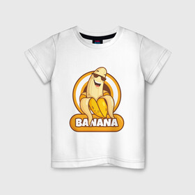 Детская футболка хлопок с принтом Банан в Екатеринбурге, 100% хлопок | круглый вырез горловины, полуприлегающий силуэт, длина до линии бедер | Тематика изображения на принте: banana | fruit | банан | желтый | фрукт