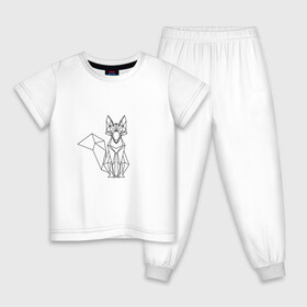 Детская пижама хлопок с принтом Лиса оригами в Екатеринбурге, 100% хлопок |  брюки и футболка прямого кроя, без карманов, на брюках мягкая резинка на поясе и по низу штанин
 | геометрическая лиса | кицунэ | лиса | лисичка | оригами | рыжая