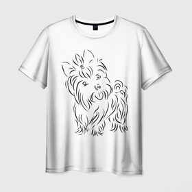 Мужская футболка 3D с принтом йорк в Екатеринбурге, 100% полиэфир | прямой крой, круглый вырез горловины, длина до линии бедер | dog | гав | животные | йорк | йоркширский терьер | милота | собака | собачка | терьер | фауна | хвостик | щенок | язык