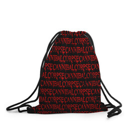 Рюкзак-мешок 3D с принтом Cannibal Corpse  в Екатеринбурге, 100% полиэстер | плотность ткани — 200 г/м2, размер — 35 х 45 см; лямки — толстые шнурки, застежка на шнуровке, без карманов и подкладки | deth metal | дет метал | метал | паттерн | труп каннибала