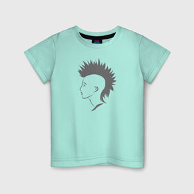 Детская футболка хлопок с принтом ирокез в Екатеринбурге, 100% хлопок | круглый вырез горловины, полуприлегающий силуэт, длина до линии бедер | punk | волосы | девушка | ирокез | красивая | лицо | панк | протест | профиль | рок | свобода | эпатаж