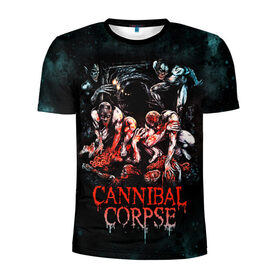Мужская футболка 3D спортивная с принтом Cannibal Corpse в Екатеринбурге, 100% полиэстер с улучшенными характеристиками | приталенный силуэт, круглая горловина, широкие плечи, сужается к линии бедра | Тематика изображения на принте: canibal corpse | cannibal corpse | death metal | группы | дэт метал | канибал корпс | метал | рок