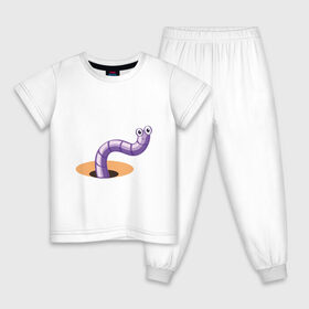 Детская пижама хлопок с принтом Червяк в Екатеринбурге, 100% хлопок |  брюки и футболка прямого кроя, без карманов, на брюках мягкая резинка на поясе и по низу штанин
 | worm | насекомое | черви | червь | червяк | червячок