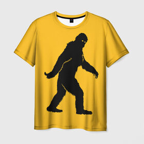 Мужская футболка 3D с принтом Йети в Екатеринбурге, 100% полиэфир | прямой крой, круглый вырез горловины, длина до линии бедер | bigfoot | yeti | бигфут | горилла | йети | обезьяна | силуэт