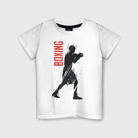 Детская футболка хлопок с принтом Боксер в Екатеринбурге, 100% хлопок | круглый вырез горловины, полуприлегающий силуэт, длина до линии бедер | art | athlete | boxer | boxing | fighter | gloves | man | sport | арт | боец | бокс | боксер | перчатки | спорт | спортсмен | человек