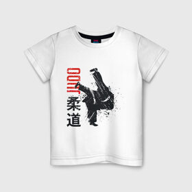 Детская футболка хлопок с принтом Дзюдо в Екатеринбурге, 100% хлопок | круглый вырез горловины, полуприлегающий силуэт, длина до линии бедер | Тематика изображения на принте: art | athletes | judo | sports | арт | боевые искусства | дзюдо | спорт | спортсмены