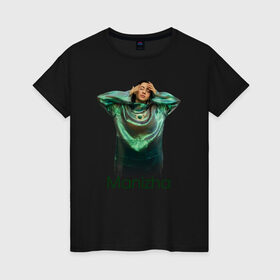 Женская футболка хлопок с принтом Манижа  Manizha в Екатеринбурге, 100% хлопок | прямой крой, круглый вырез горловины, длина до линии бедер, слегка спущенное плечо | manizha | далеровна | душанбе | евровидение | евровидение 2021 | манижа | певица | таджикистан | хамраева