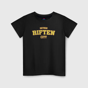 Детская футболка хлопок с принтом SKYRIM - RIFTEN CITY в Екатеринбурге, 100% хлопок | круглый вырез горловины, полуприлегающий силуэт, длина до линии бедер | riften | skyrim | tes | varsity | видеоигры | рифтен | скайрим